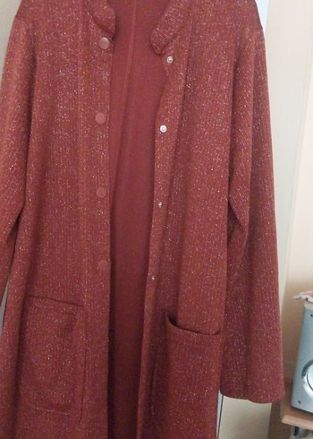 kiremit rengi simlii Kadın Kaban hırka - Görsel 3