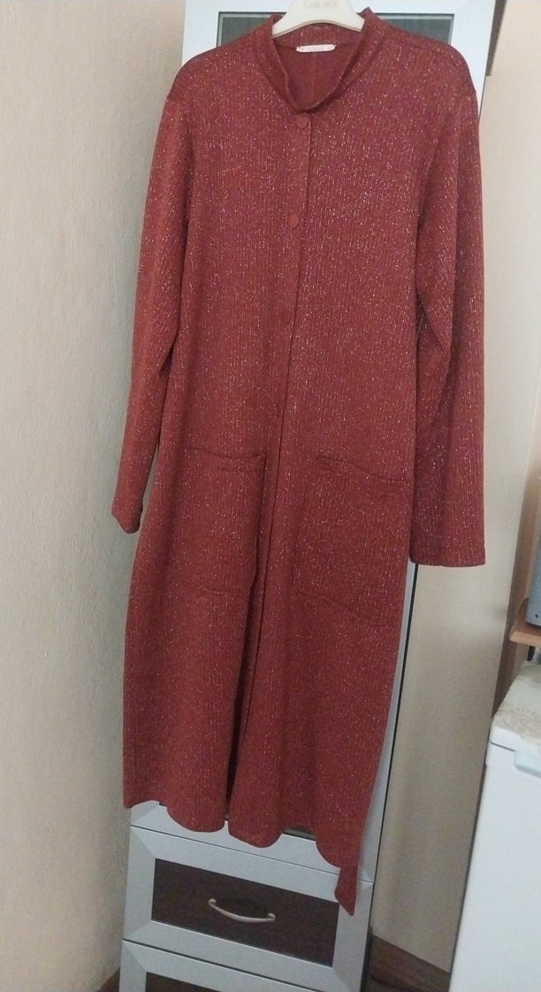 kiremit rengi simlii Kadın Kaban hırka - Görsel 4