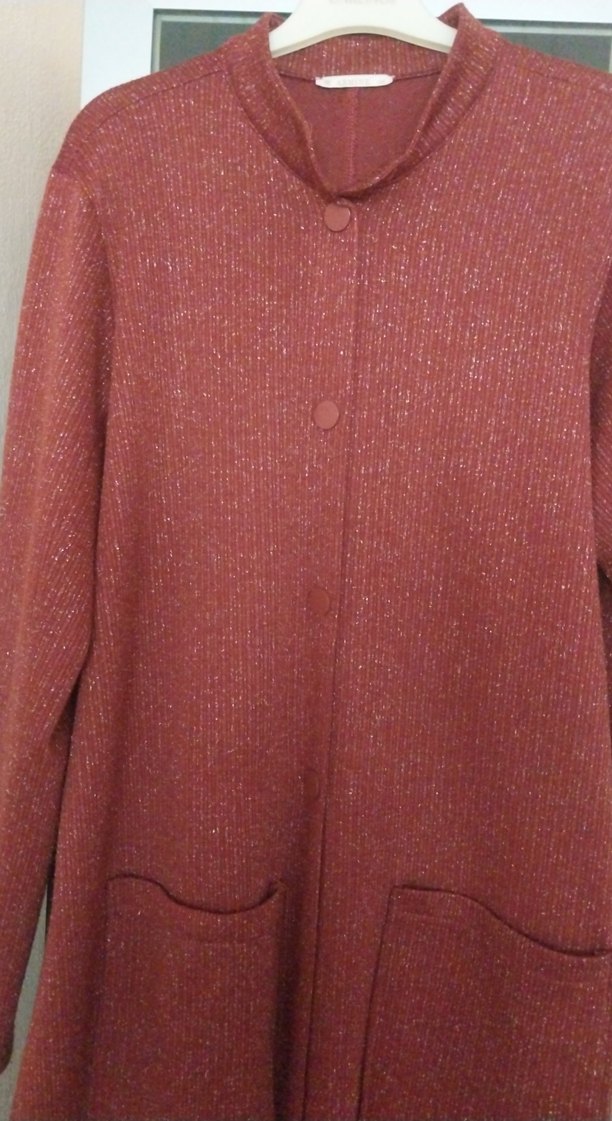 kiremit rengi simlii Kadın Kaban hırka - Görsel 5