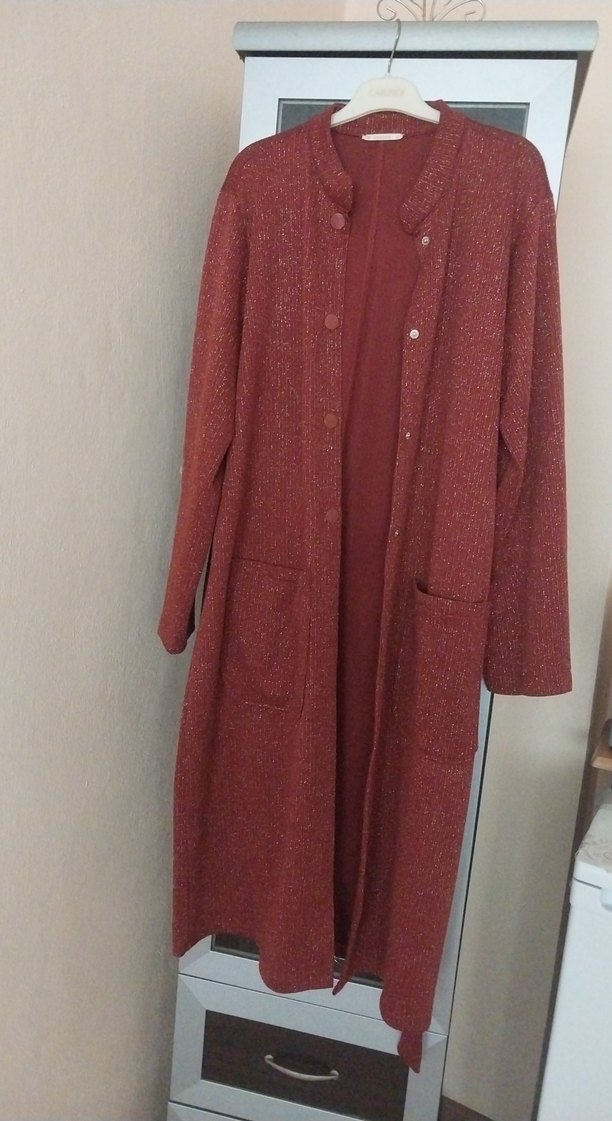 kiremit rengi simlii Kadın Kaban hırka - Görsel 2