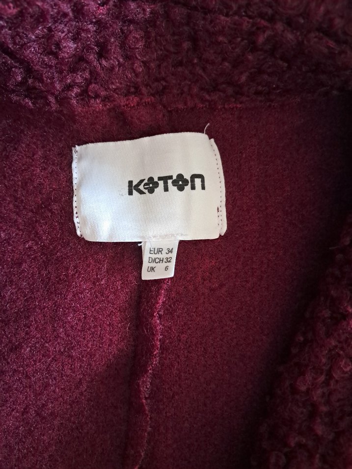 Bordo Midi Boy Düğmeli Kabanı - Görsel 2