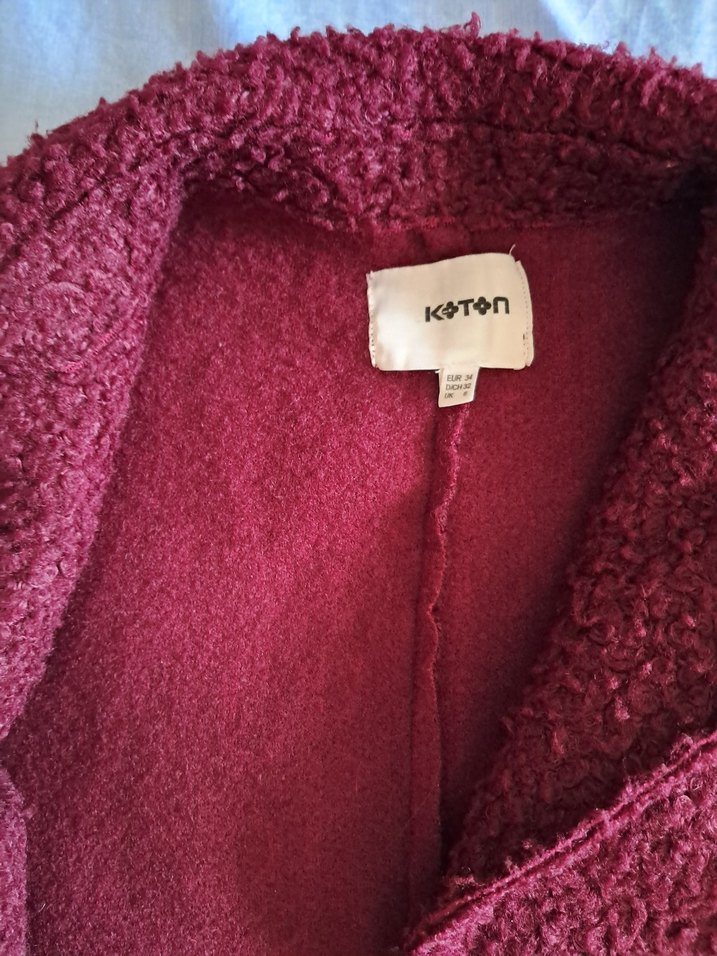 Bordo Midi Boy Düğmeli Kabanı - Görsel 3