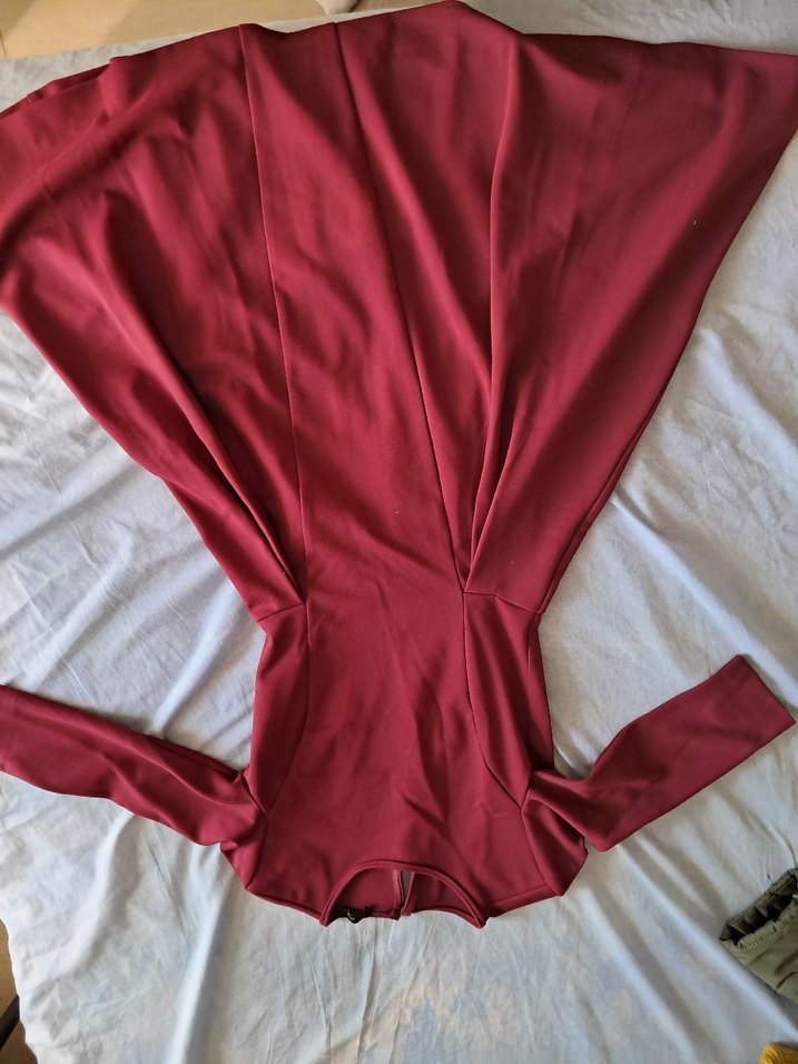 Bordo Uzun Kollu  kadın elbise - Görsel 2