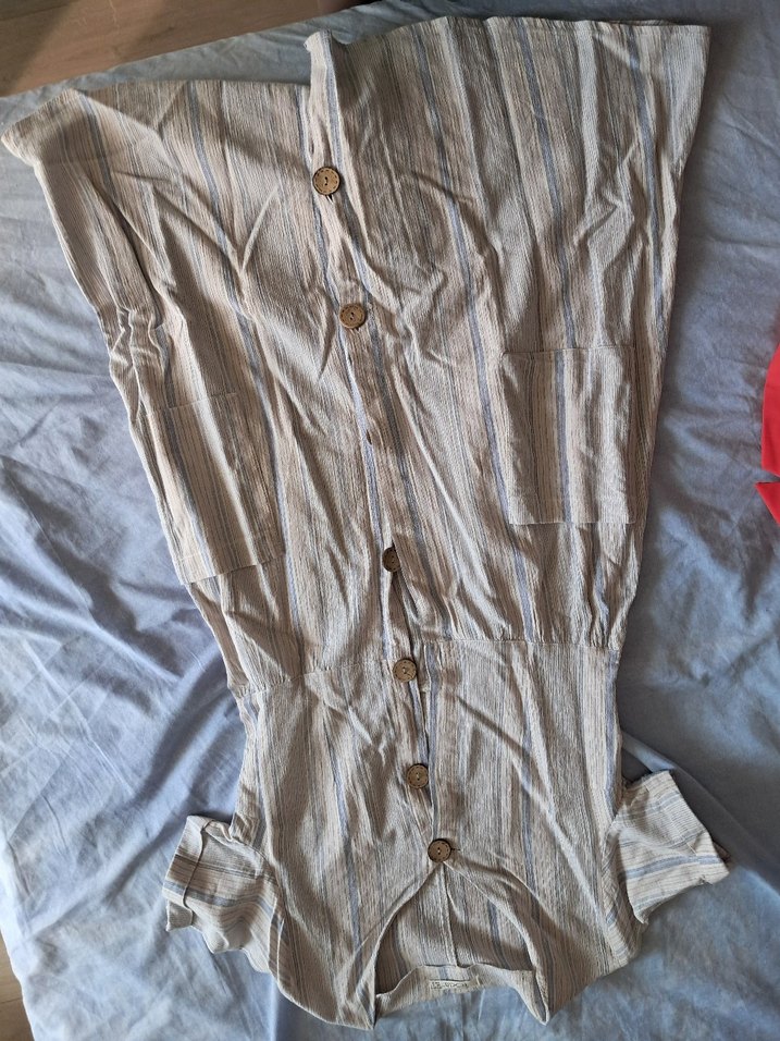 Bohem Tarzı Baskılı Bej Gri kadın elbise - Görsel 2