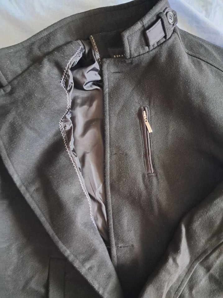 siyah kaşe erkek Biker Ceket - Görsel 2