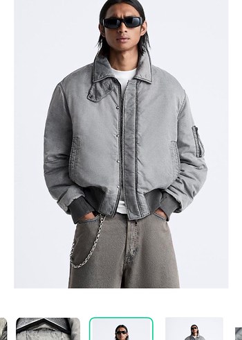 Zara Gri Oversize Bomber Ceket