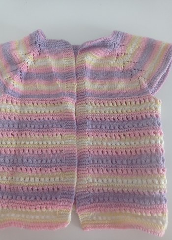 Kızlar için çok renkli kısa kollu örgü hırka - Görsel 2