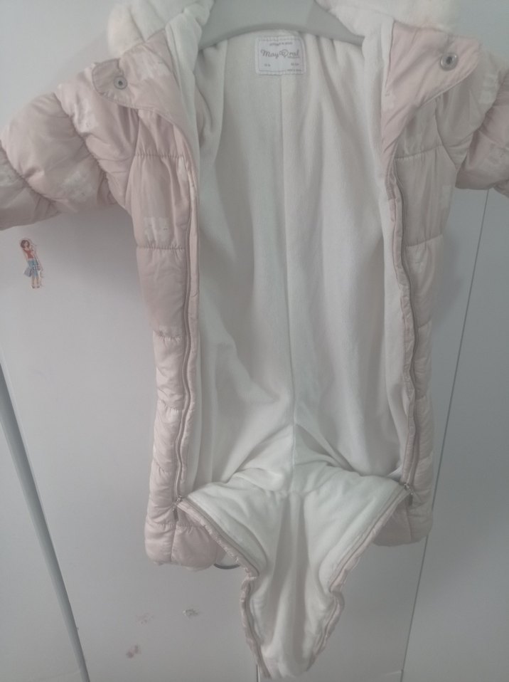 Beyaz Kürklü Bebek Kız Tulumu - Görsel 4