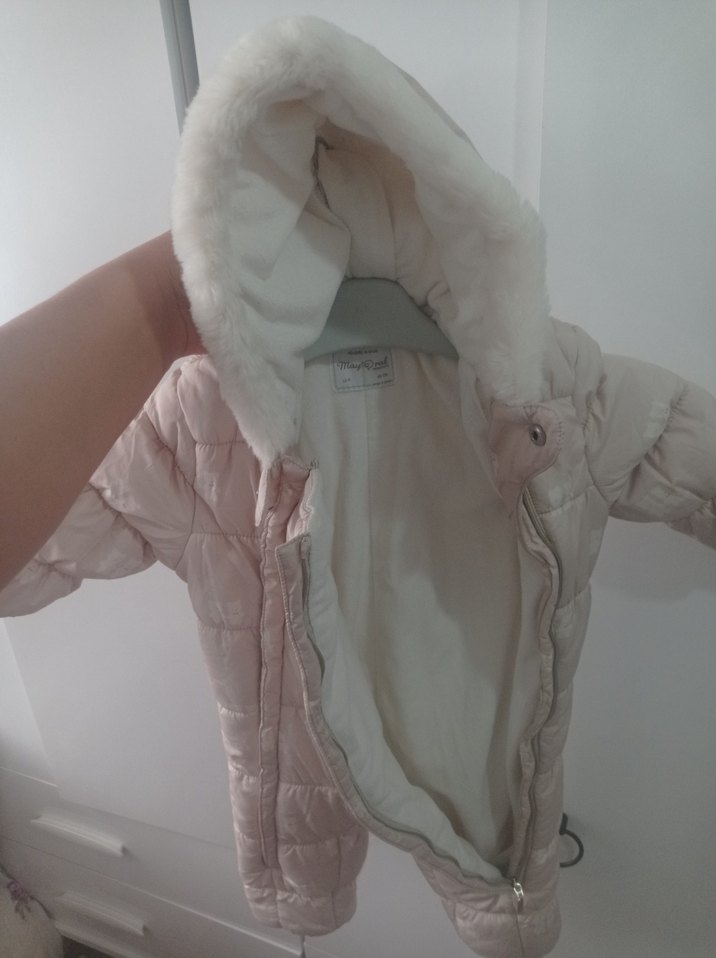 Beyaz Kürklü Bebek Kız Tulumu - Görsel 3