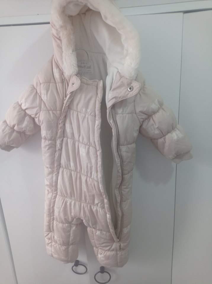 Beyaz Kürklü Bebek Kız Tulumu - Görsel 2