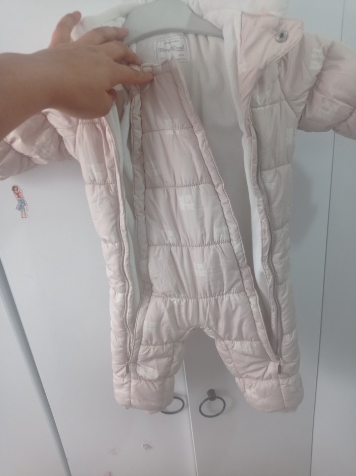 Beyaz Kürklü Bebek Kız Tulumu - Görsel 5