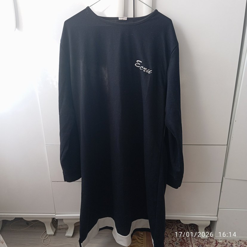 Uzun Kollu Siyah Salaş Tunik - Görsel 2