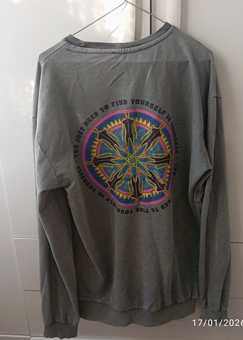 Kadın Gri Uzun Kollu Sweatshirt - Görsel 3