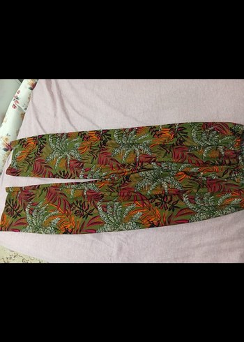 Bohem Çok Renkli Pilili Kadın Pantolon - Görsel 2