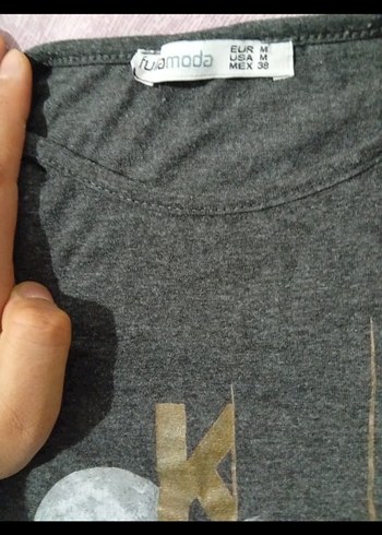 Gri Mini Baskılı Kısa Kollu Tişört - Görsel 2