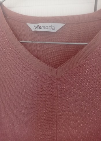 Uzun Kollu Pembe V Yaka Triko Kadın tunik - Görsel 3