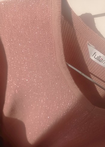 Uzun Kollu Pembe V Yaka Triko Kadın tunik - Görsel 4