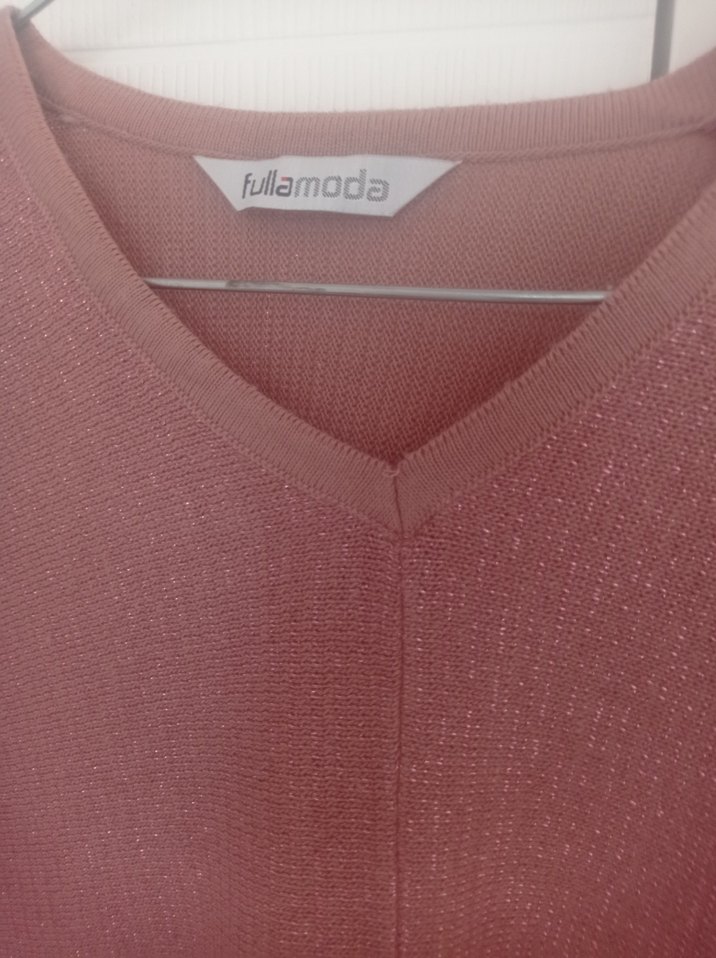 Uzun Kollu Pembe V Yaka Triko Kadın tunik - Görsel 3