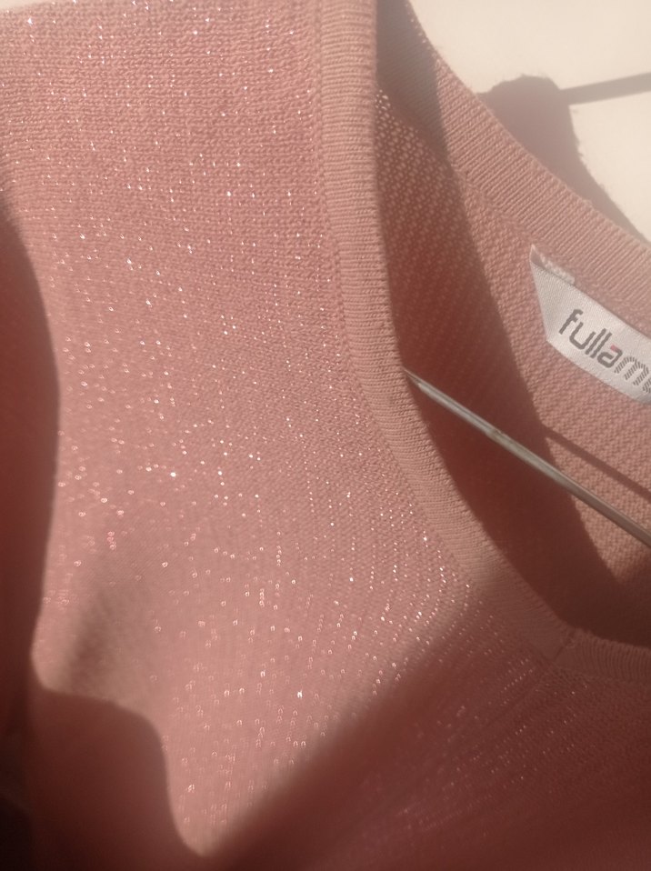 Uzun Kollu Pembe V Yaka Triko Kadın tunik - Görsel 4