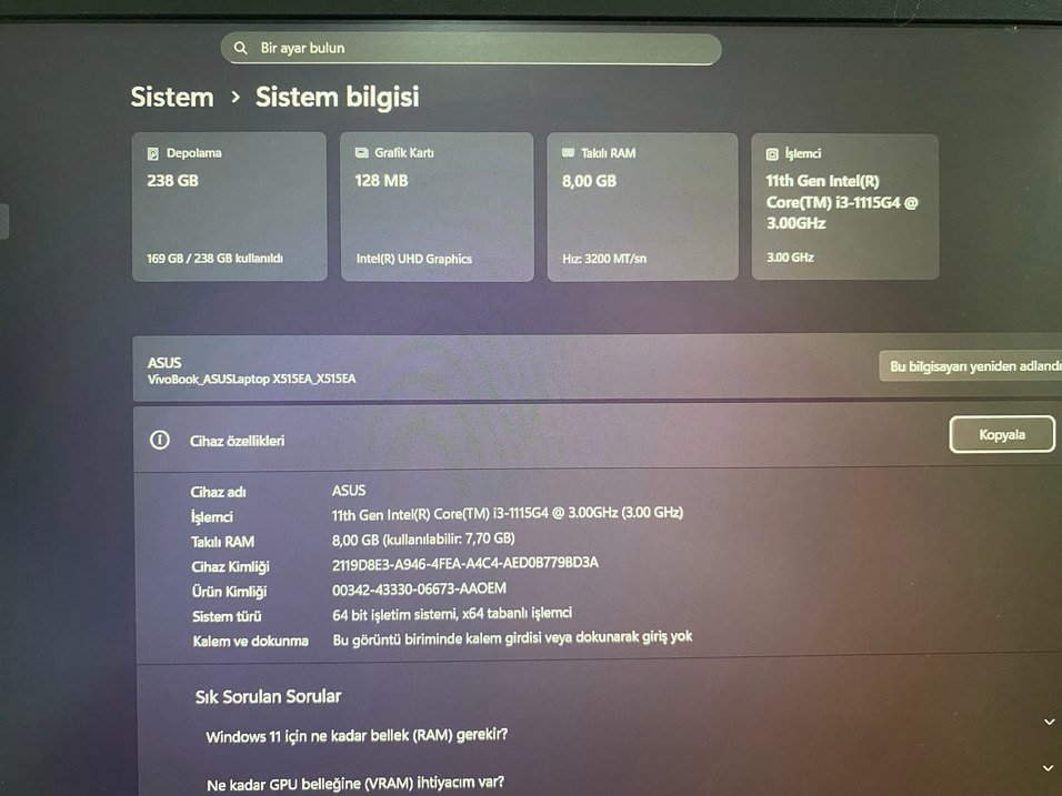 Asus Vivobook X515EA-BQ2293W windows 11 - Görsel 2
