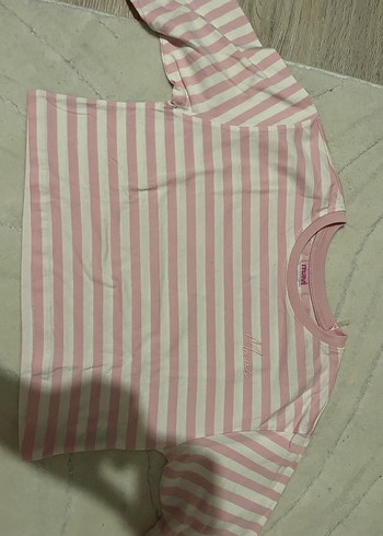 Mavi jeans orjinal Kız Çocuk Pembe Çizgili Uzun Kollu Tişört - Görsel 3