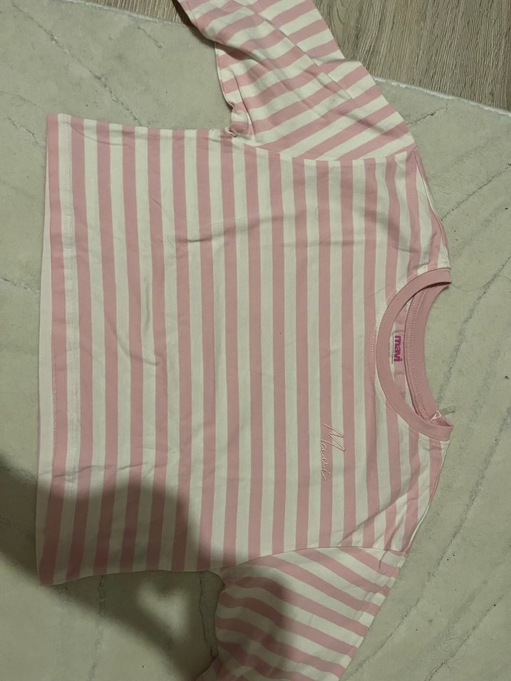 Mavi jeans orjinal Kız Çocuk Pembe Çizgili Uzun Kollu Tişört - Görsel 3