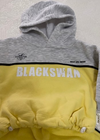 Sarı Gri Kapüşonlu Erkek Bebek Takımı - Görsel 2