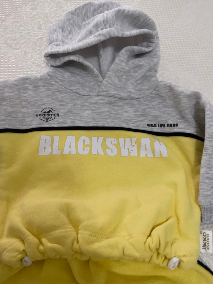 Sarı Gri Kapüşonlu Erkek Bebek Takımı - Görsel 2