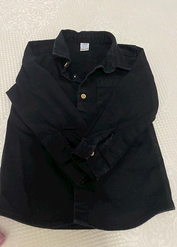 Siyah Pamuklu Erkek Gömlek, Uzun Kollu, Düğmeli - Görsel 3