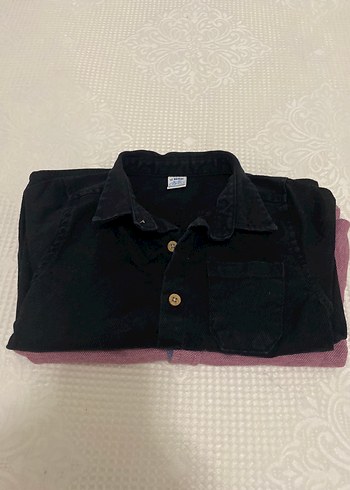 Siyah Pamuklu Erkek Gömlek, Uzun Kollu, Düğmeli - Görsel 5
