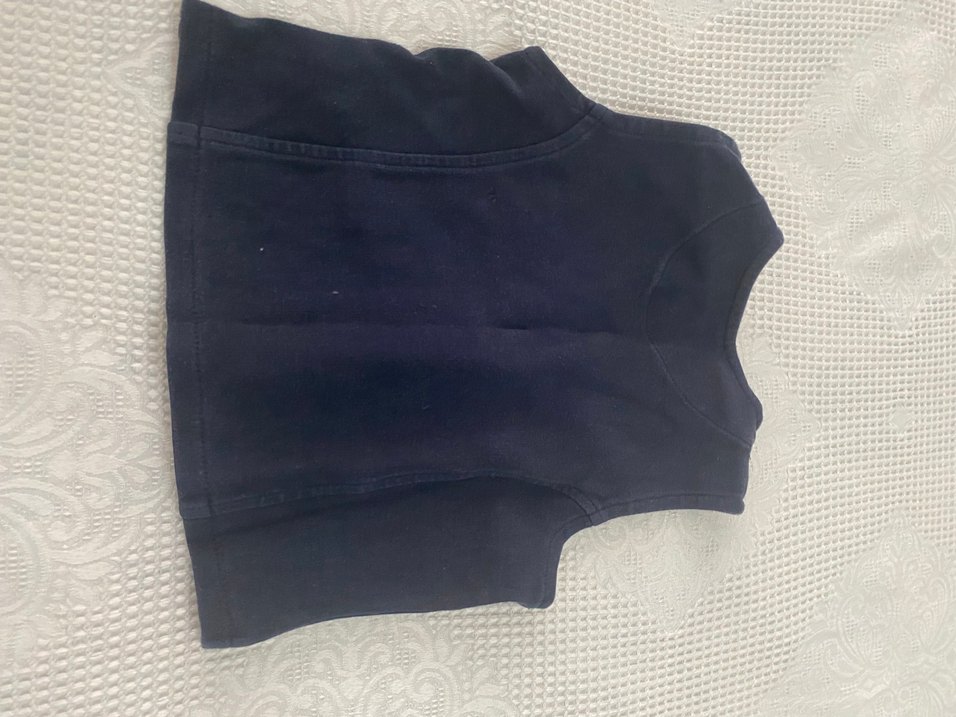 Düğmeli Koyu Mavi Denim Kadın Yelek - Görsel 2