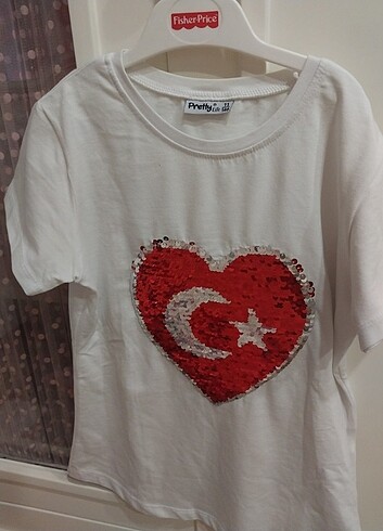 10 Yaş Beden Pullu ay yıldızlı tişört