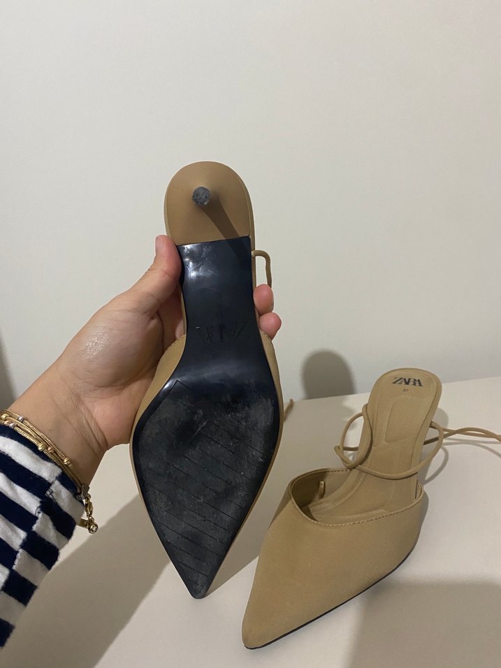 ZARA Bej İnce Topuklu Kadın Sandalet - Görsel 2