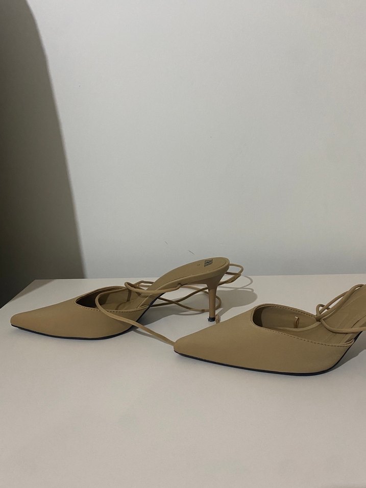 ZARA Bej İnce Topuklu Kadın Sandalet - Görsel 4