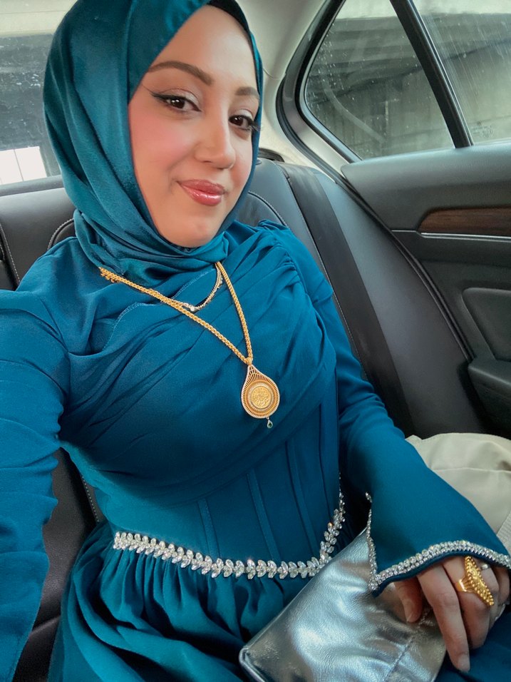 Uzun Kollu Turkuaz İşlemeli Abiye Elbise - Görsel 4