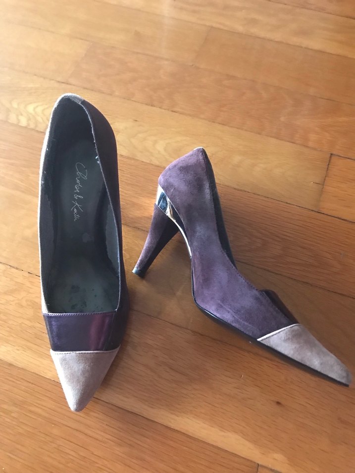 Mor Süet Tokalı Stiletto Kadın Ayakkabı - Görsel 2