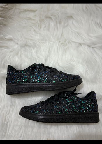 Siyah Parlak Kadın Sneakers - Görsel 4