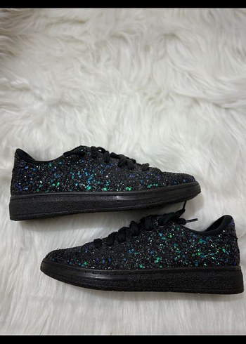 Siyah Parlak Kadın Sneakers - Görsel 2