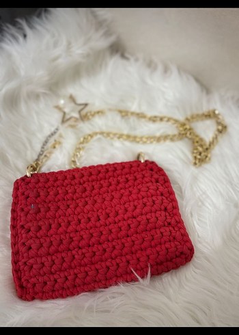 Kırmızı Örgü Kadın Çanta - Görsel 4