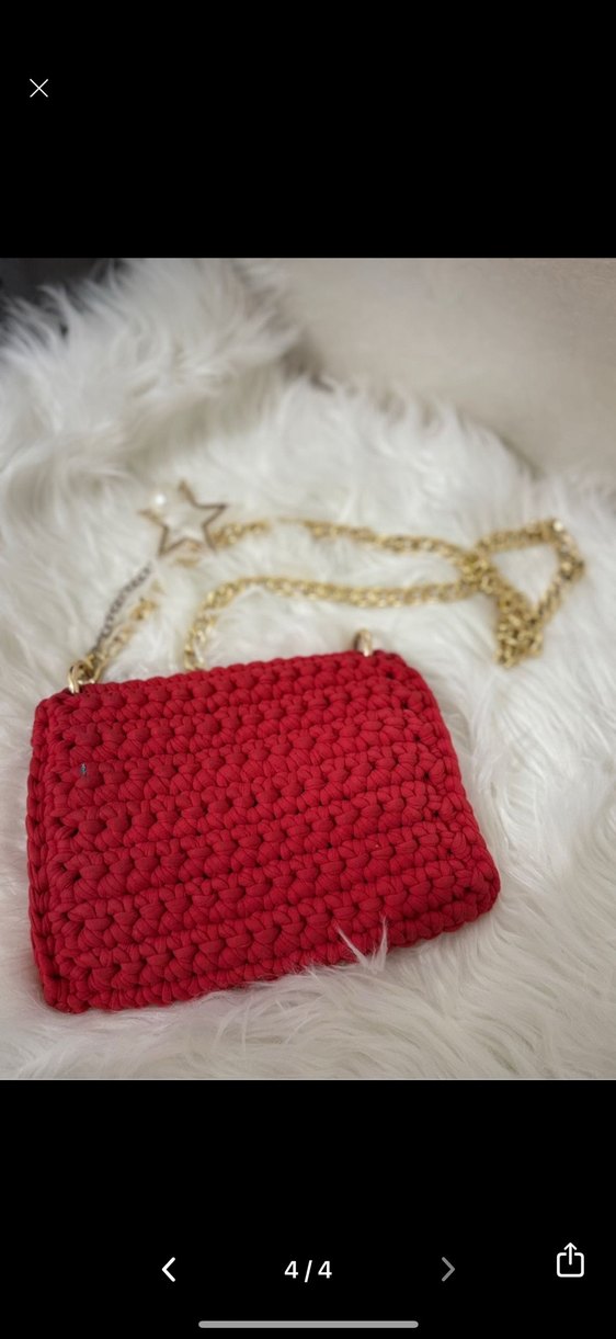 Kırmızı Örgü Kadın Çanta - Görsel 4