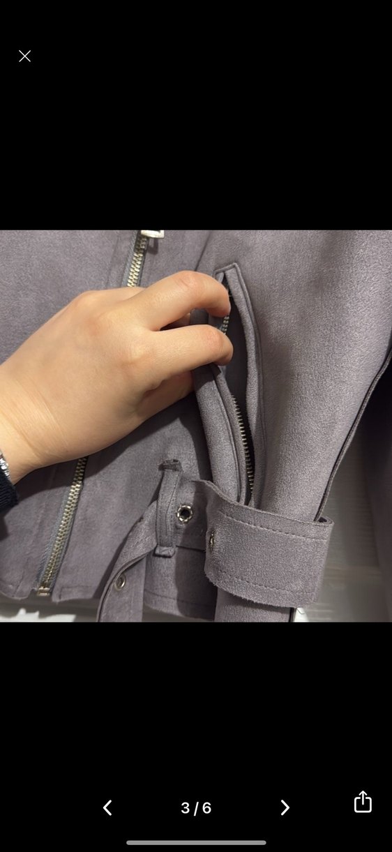 Gri Süet Kemerli Kısa Kadın biker çeket - Görsel 3