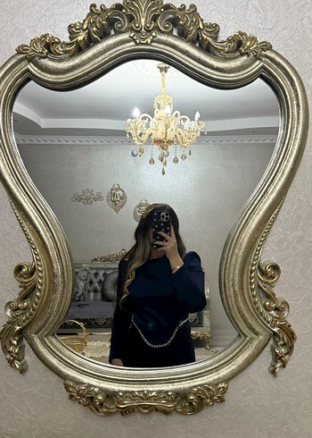 Uzun Kollu Lacivert Gotik Abiye Elbise - Görsel 3