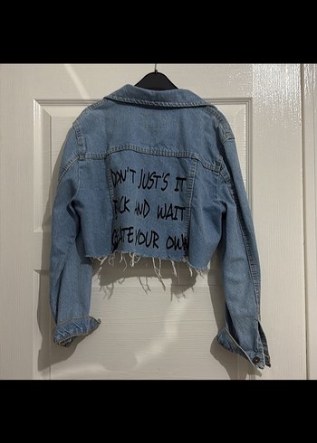 m Beden mavi Renk Kadın Mavi Denim Düğmeli Salaş Ceket