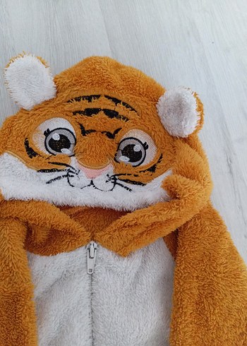 Kürklü Leopar Desenli Kahverengi Bebek Tulumu - Görsel 5