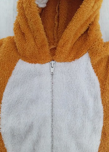 Kürklü Leopar Desenli Kahverengi Bebek Tulumu - Görsel 3