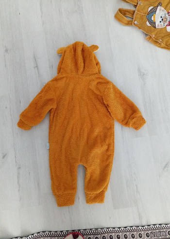 Kürklü Leopar Desenli Kahverengi Bebek Tulumu - Görsel 2