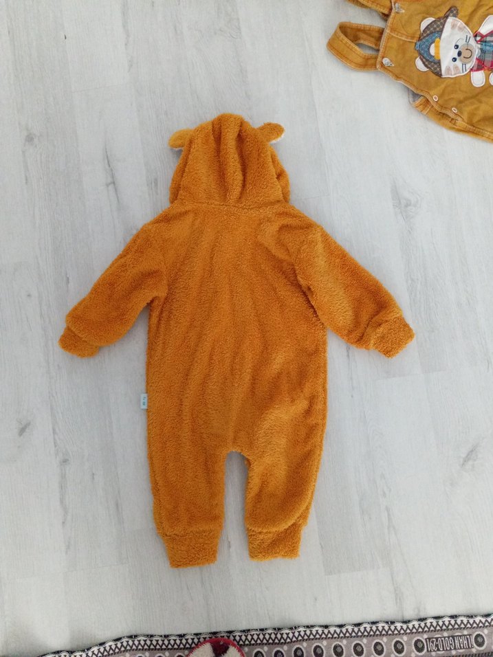 Kürklü Leopar Desenli Kahverengi Bebek Tulumu - Görsel 2