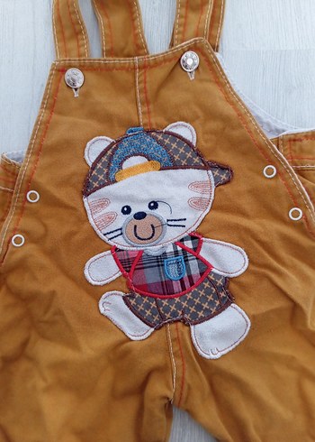 Renkli Nakışlı Kahverengi Erkek Bebek Tulum - Görsel 2