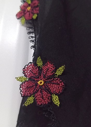 Kadın Siyah Fırfırlı Bohem Şal - Görsel 3