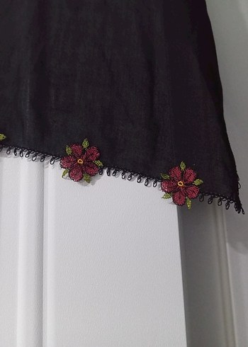 Kadın Siyah Fırfırlı Bohem Şal - Görsel 2